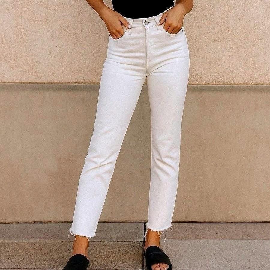 Citizens Of Humanity Off-White High-Rise Straight Leg Jeans